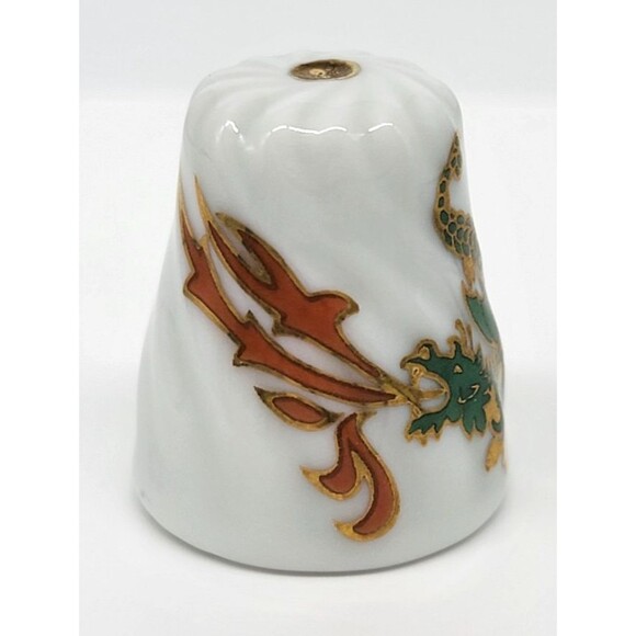 Dragon Scherzer Porcelain Thimble Gold Gilt West Germany Collectible Vintage - Picture 11 of 17